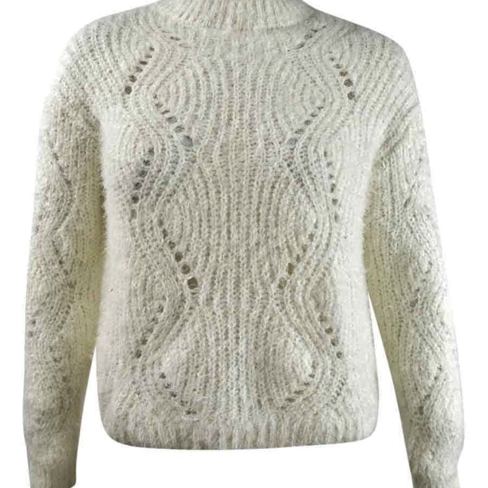 Freshman Juniors' Pointelle Chenille Sweater (Size: L)